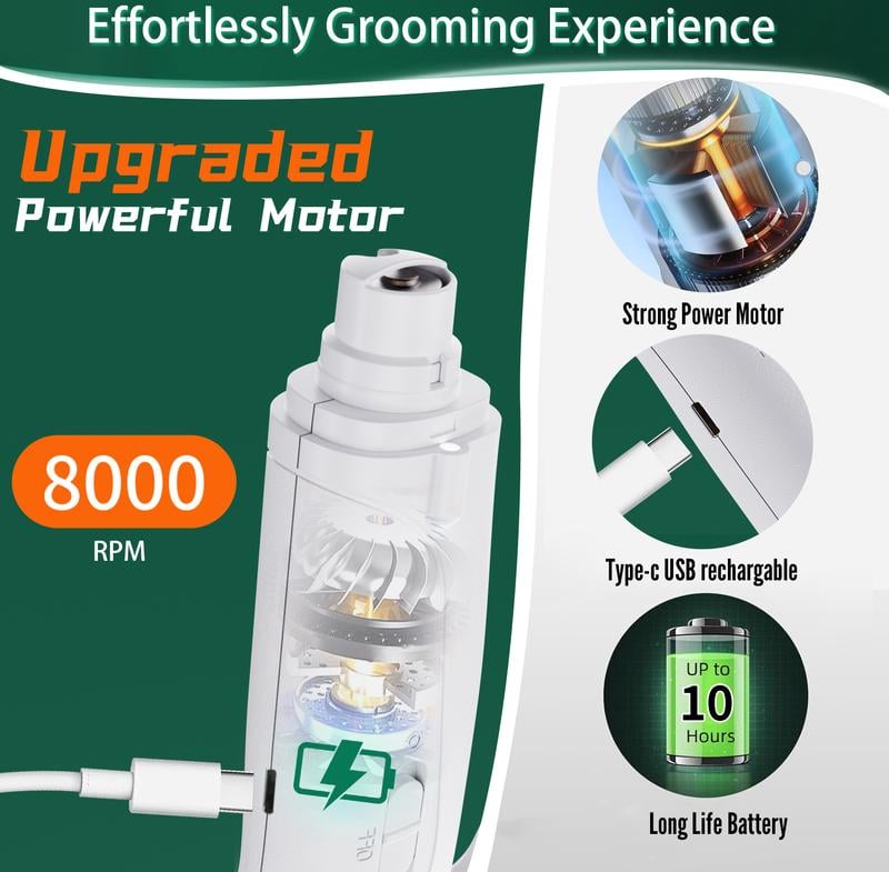 🔥🌟2-in-1 pet nail polisher, dog nail clipper trimmer, ultra quiet electric nail set