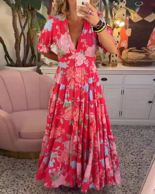 aldorian™-V-neck dress with  floral print