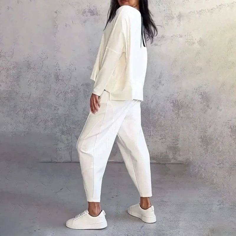 aldorian™-🔥Round-Neck Long-Sleeved Top & Pants 2-Piece Set