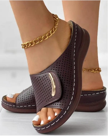 aldorian™-🔥Peep Toe Hollow Out Orthopedic Slippers
