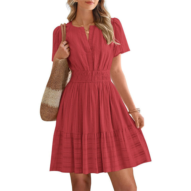 🌸Women Short Sleeve Tiered Mini Dress