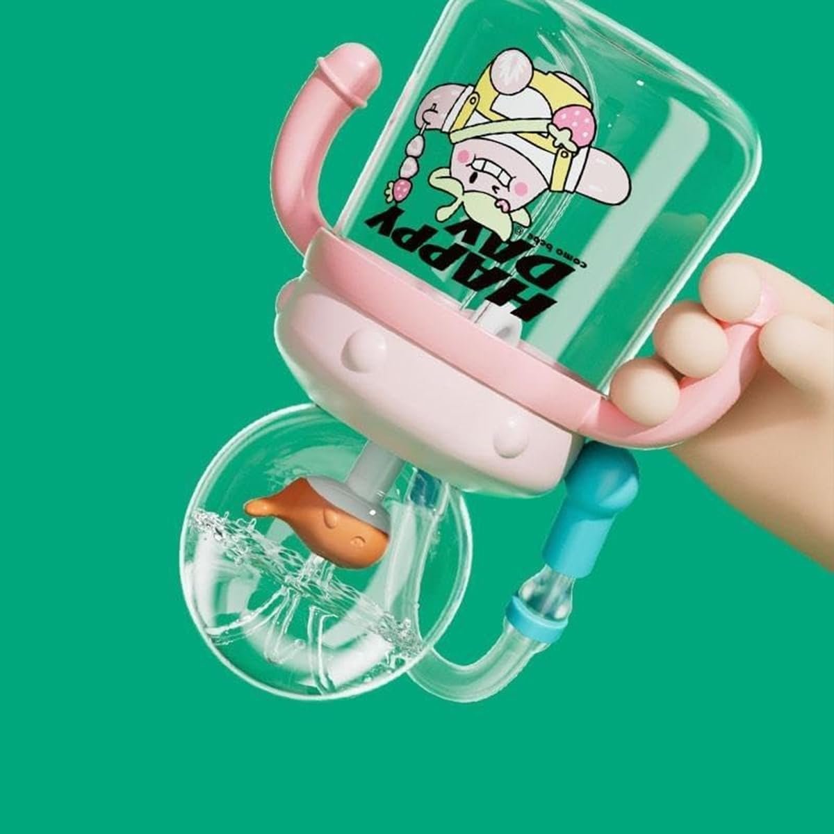 aldorian™-Drinking Cup With Whale Squirt, Weighted Sippy Cups With Adjustable Straps