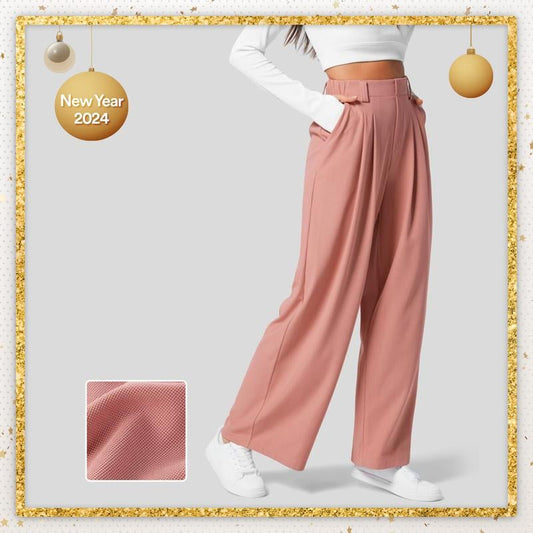 aldorian™-High Waisted Plicated Side Pocket Wide Leg Waffle Casual Pants(buy 2 free shipping)