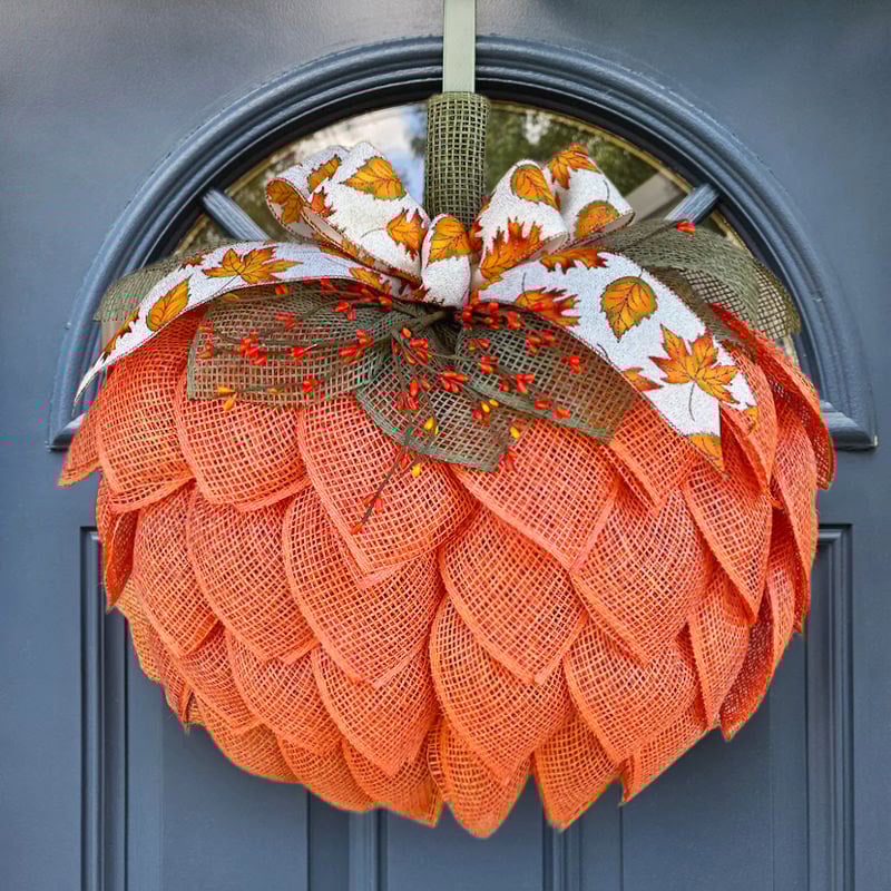 🔥🍁 Farmhouse Pumpkin Wreath For Front Door