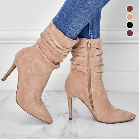 💖💥Fabric material upgrade-Women's Pointed Toe High Heel Short Boots
