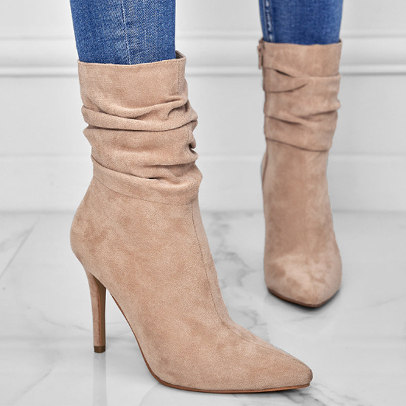 💖💥Fabric material upgrade-Women's Pointed Toe High Heel Short Boots