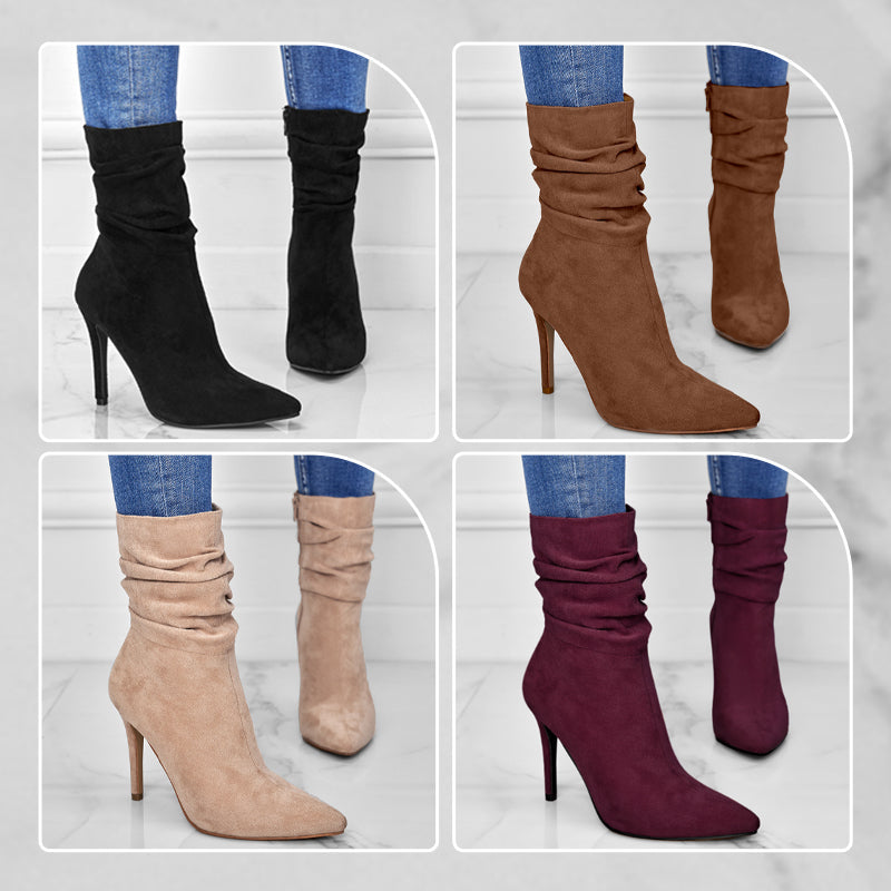 💖💥Fabric material upgrade-Women's Pointed Toe High Heel Short Boots
