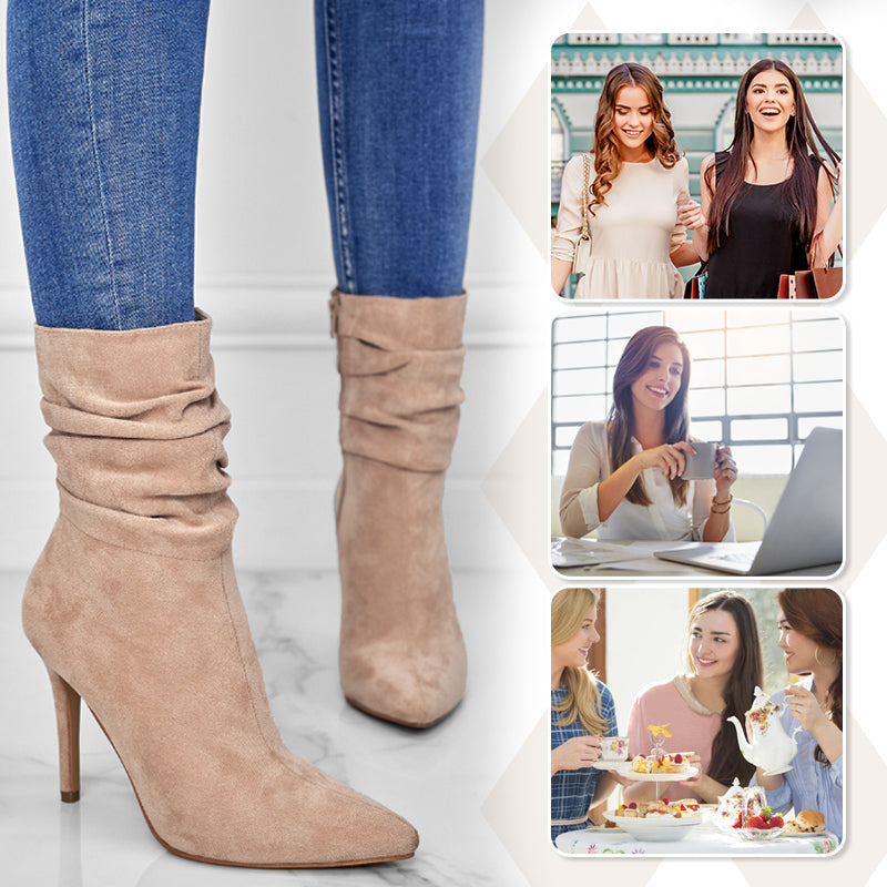 💖💥Fabric material upgrade-Women's Pointed Toe High Heel Short Boots