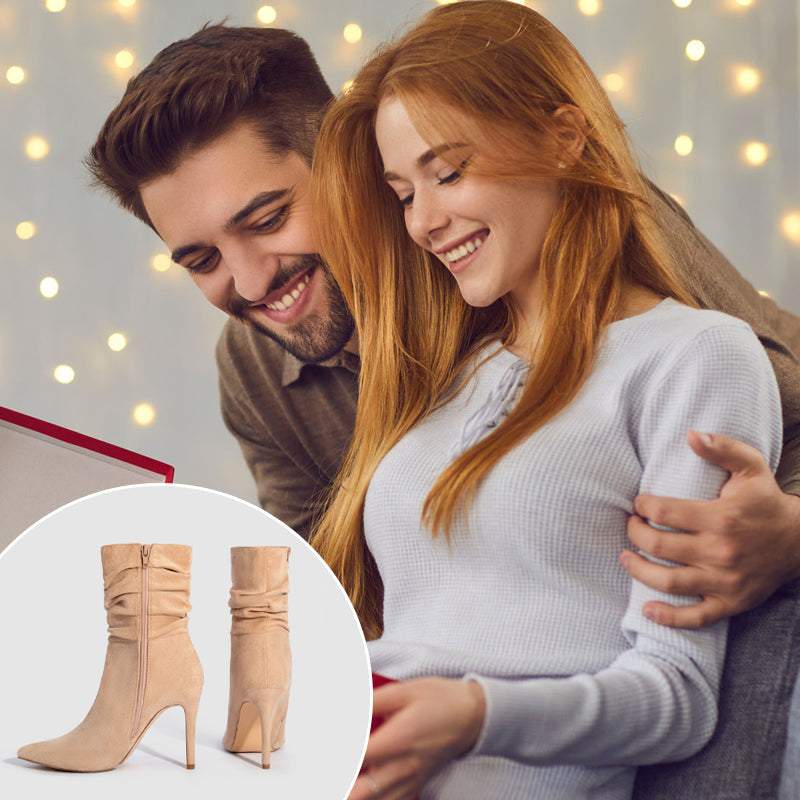 💖💥Fabric material upgrade-Women's Pointed Toe High Heel Short Boots