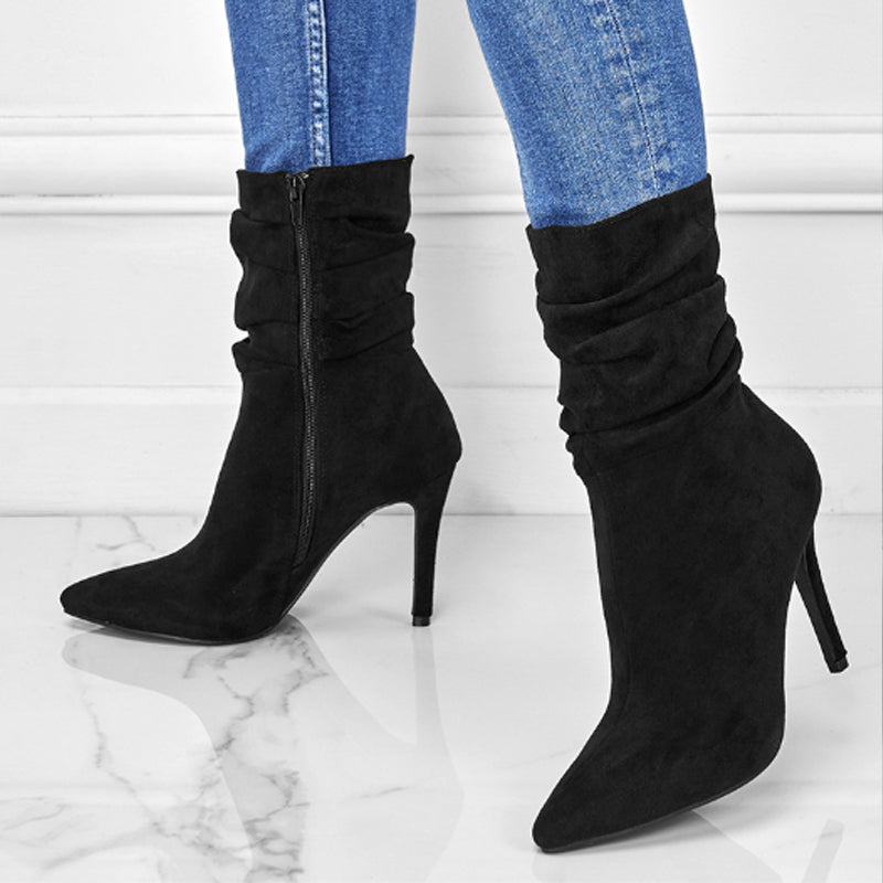 💖💥Fabric material upgrade-Women's Pointed Toe High Heel Short Boots