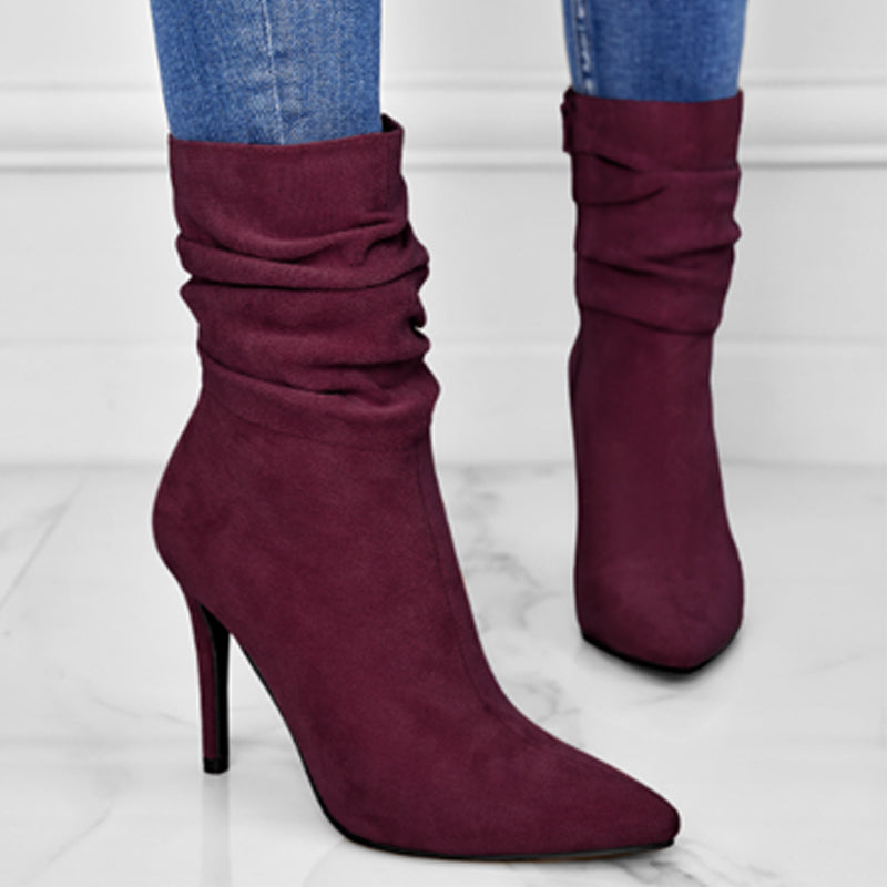💖💥Fabric material upgrade-Women's Pointed Toe High Heel Short Boots