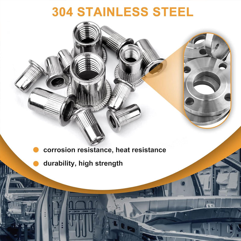🎉Hot Sale 49% OFF🎉Threaded Insert Nut Rivet Nuts Set with Flat Head
