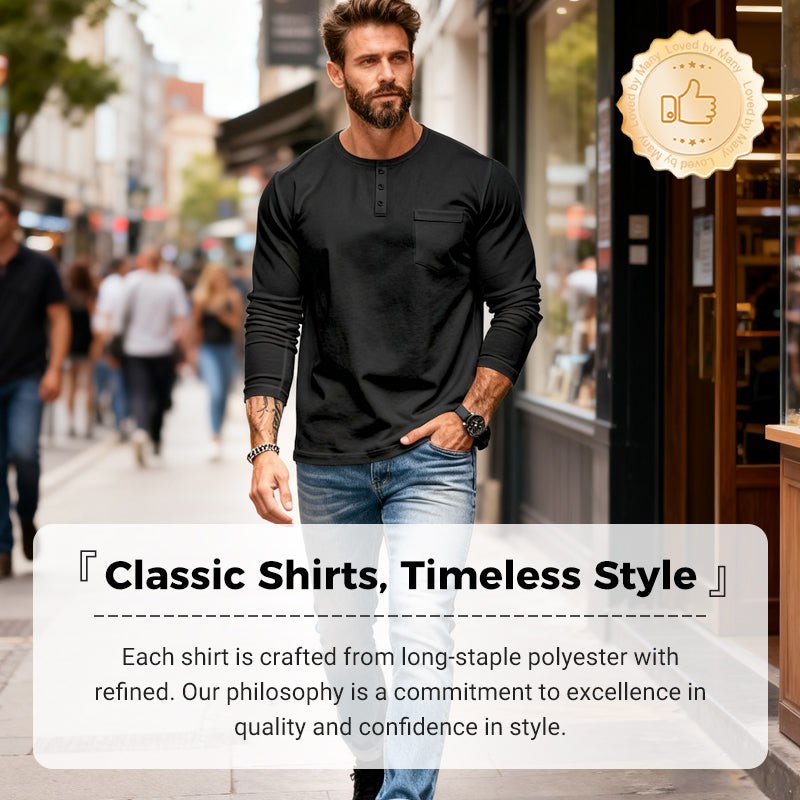 ⚡Men’s Slim Fit Henley Long Sleeve T-Shirt 🔥