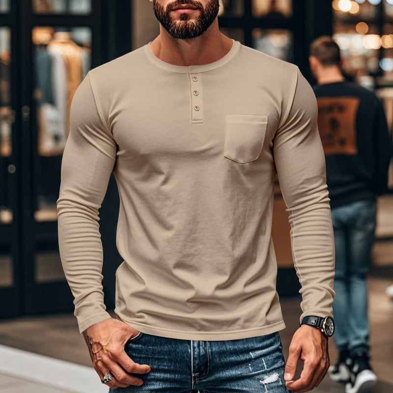 ⚡Men’s Slim Fit Henley Long Sleeve T-Shirt 🔥