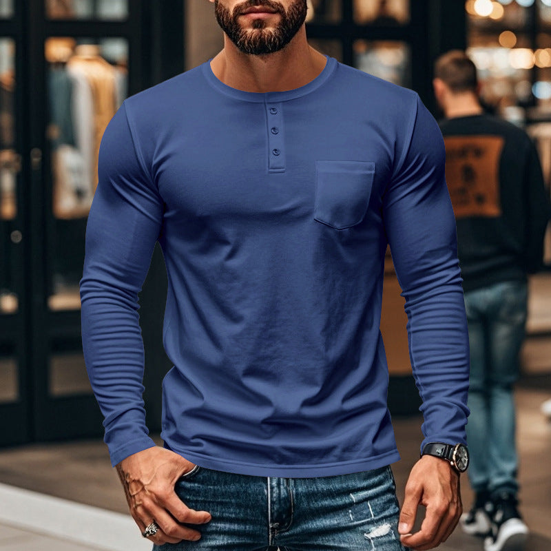 ⚡Men’s Slim Fit Henley Long Sleeve T-Shirt 🔥