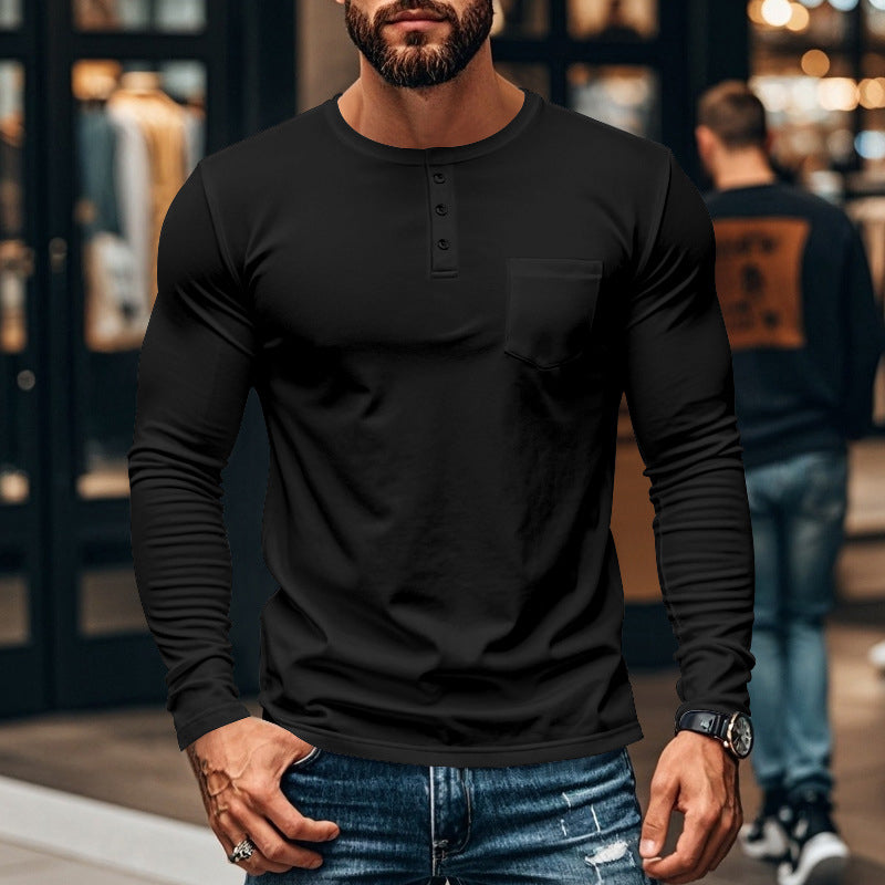 ⚡Men’s Slim Fit Henley Long Sleeve T-Shirt 🔥