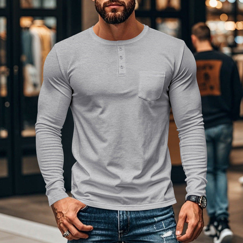 ⚡Men’s Slim Fit Henley Long Sleeve T-Shirt 🔥