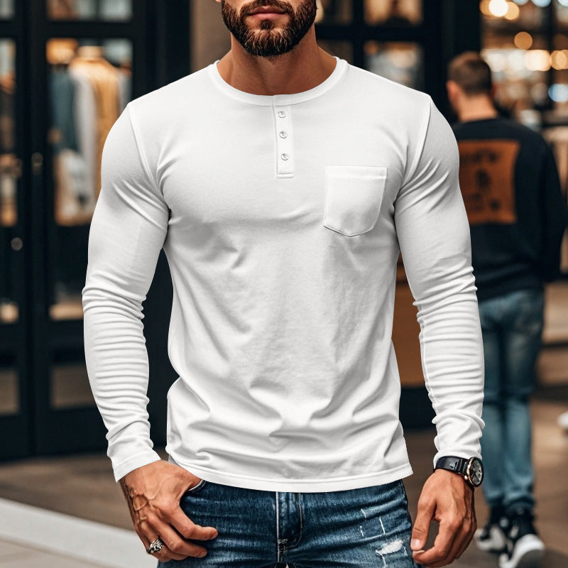 ⚡Men’s Slim Fit Henley Long Sleeve T-Shirt 🔥