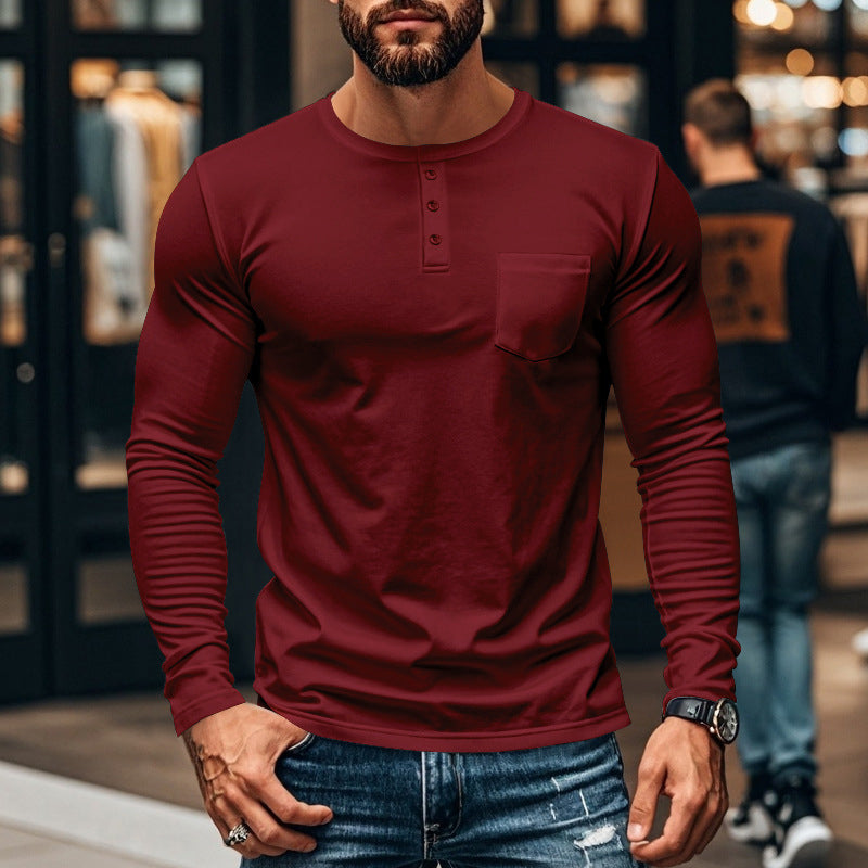 ⚡Men’s Slim Fit Henley Long Sleeve T-Shirt 🔥