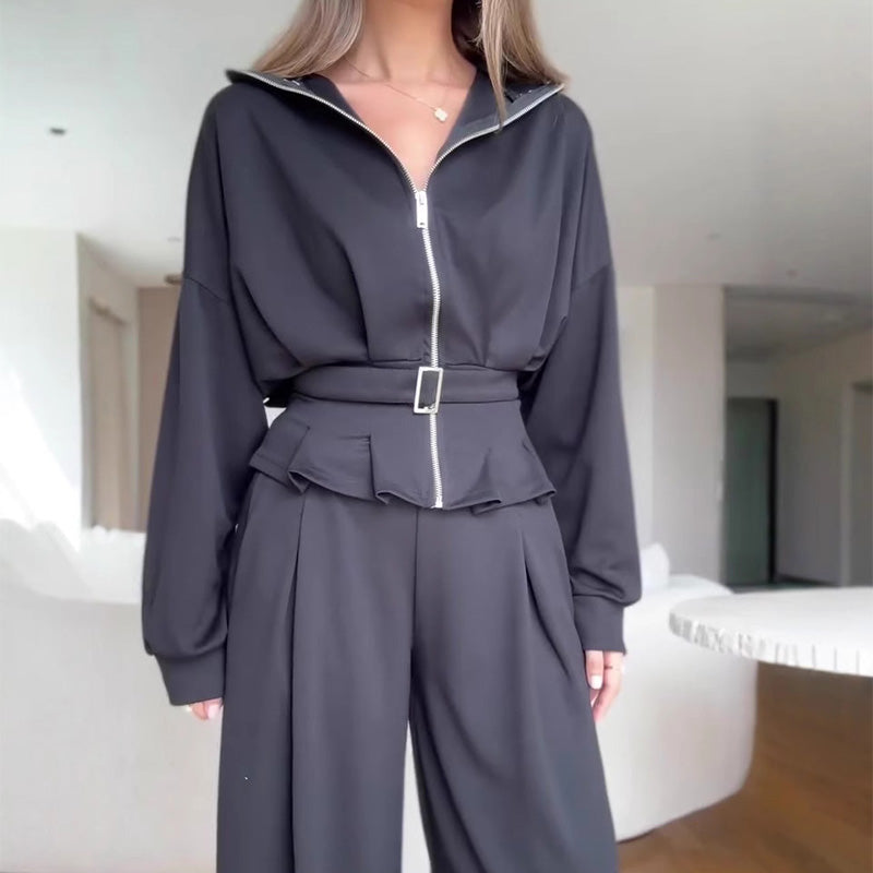 🔥Elegant High-Waist Zip-Up Outfit