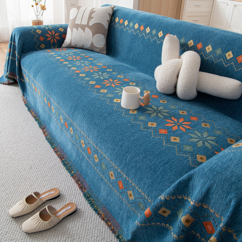 🛋️Reversible Bohemian Sofa Cover with Tassels