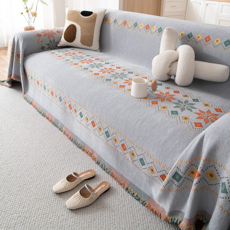 🛋️Reversible Bohemian Sofa Cover with Tassels