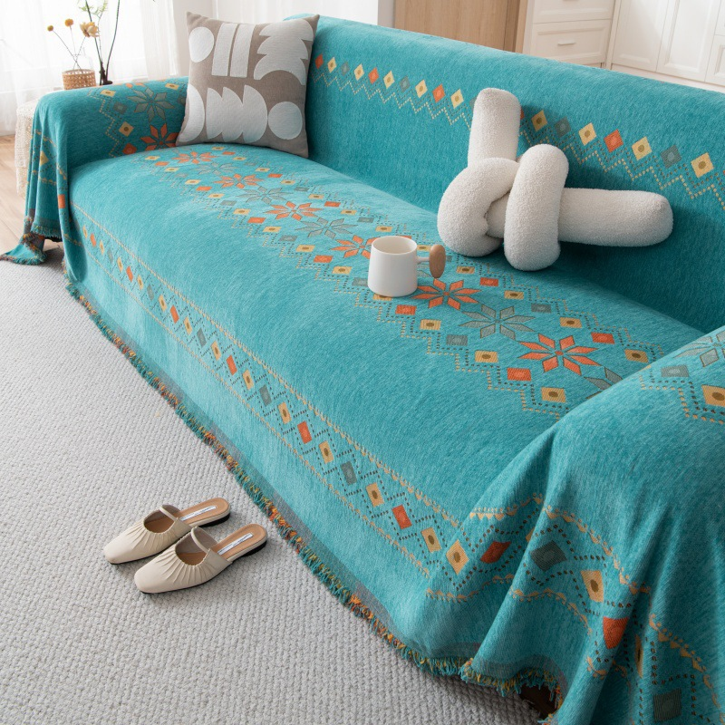 🛋️Reversible Bohemian Sofa Cover with Tassels