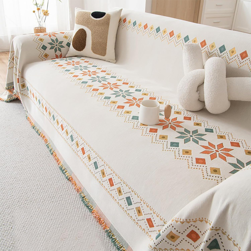 🛋️Reversible Bohemian Sofa Cover with Tassels