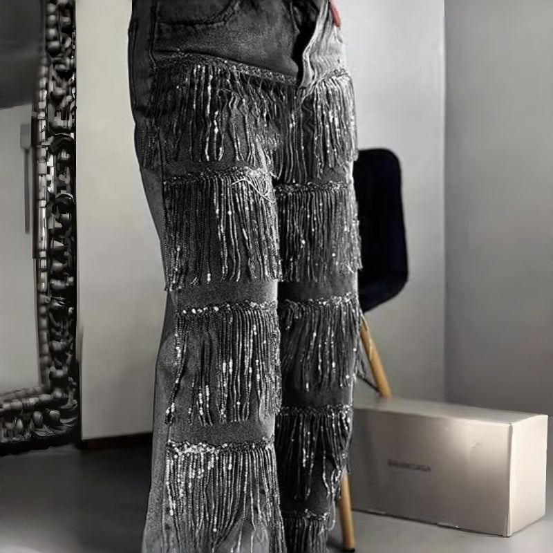 Women's Sequin Tassels Jeans