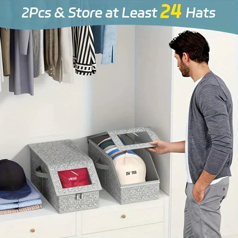 🌟Stackable storage boxes for baseball caps