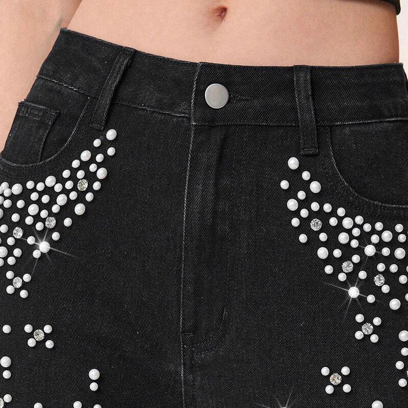 Elegant Embellished Denim Pants for Women