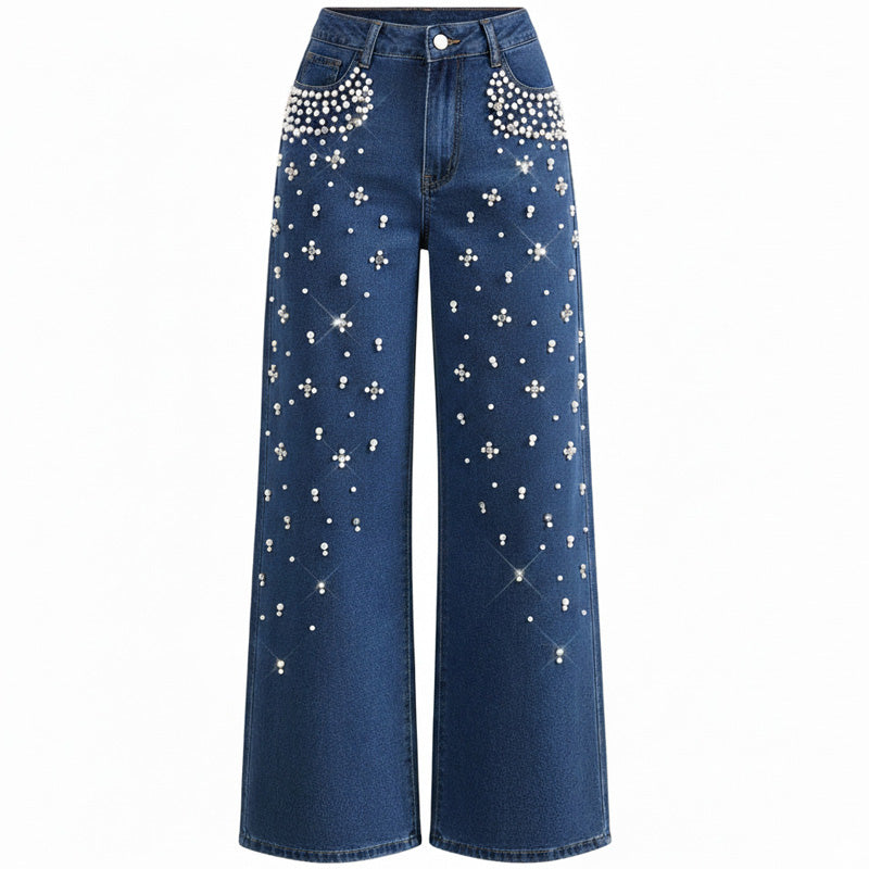 Elegant Embellished Denim Pants for Women