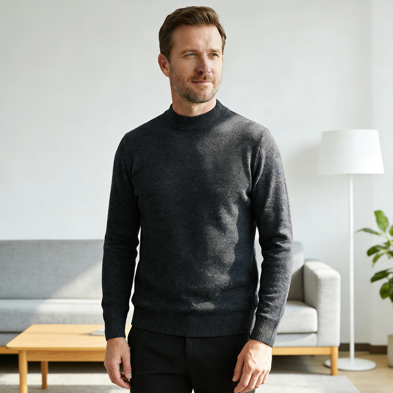 Men's Thermal Lined Mock Neck Sweater