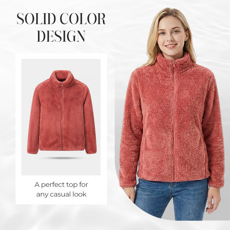 Women's Full-Zip Shaggy Jacket with Pockets