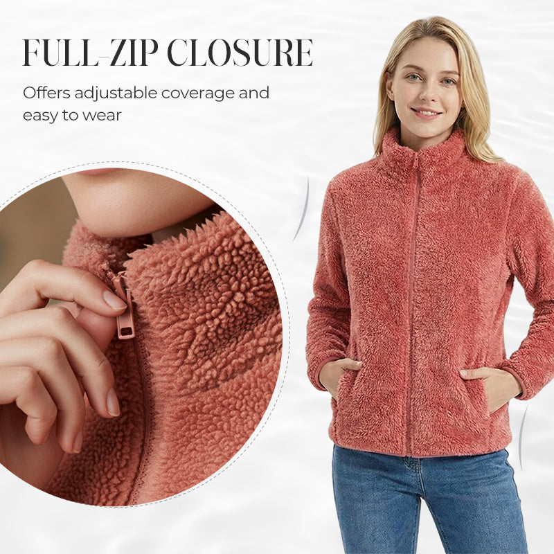 Women's Full-Zip Shaggy Jacket with Pockets