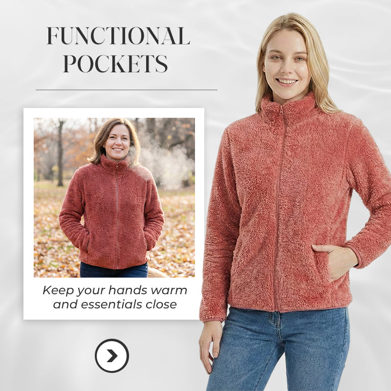 Women's Full-Zip Shaggy Jacket with Pockets