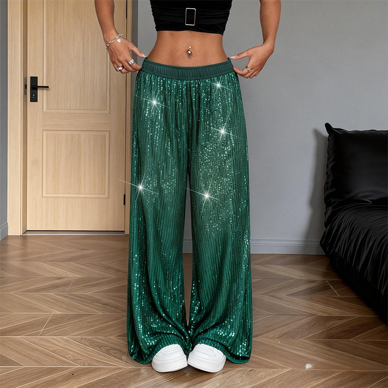 🔥Women’s Sequin Wide-Leg Pants with Elastic Waist